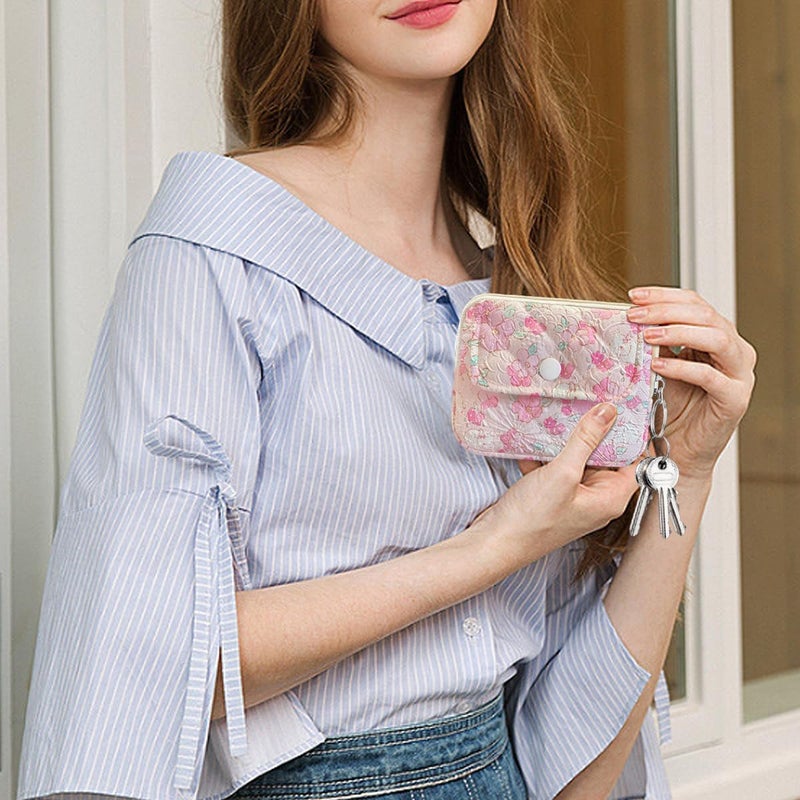 Modacarry Store Cotton Quilted Floral Coin Pouch with Cute Prints Zipper for Women Girls (FLOWER WHITE RABBIT) - Image 5